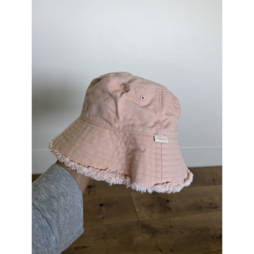 THE HEMLOCK Hat Co Coronado Bucket Hat m pink raw hem 100% cotton canvas Outdoor